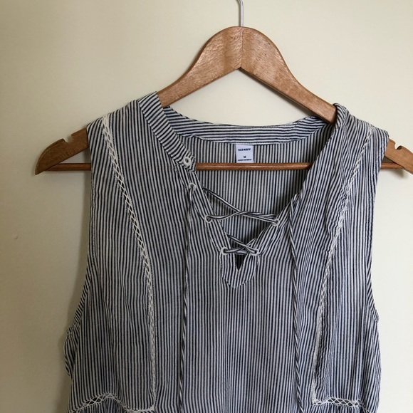 Navy and White striped linen dress - Picture 2 of 8